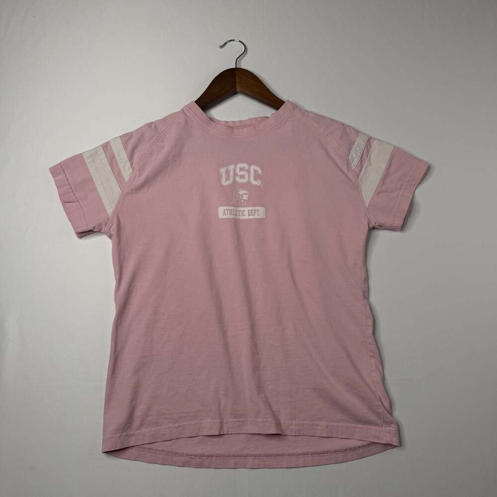 Starter USC Trojans Athletic Dept Pink Varsity Stripe Sleeve T-Shirt